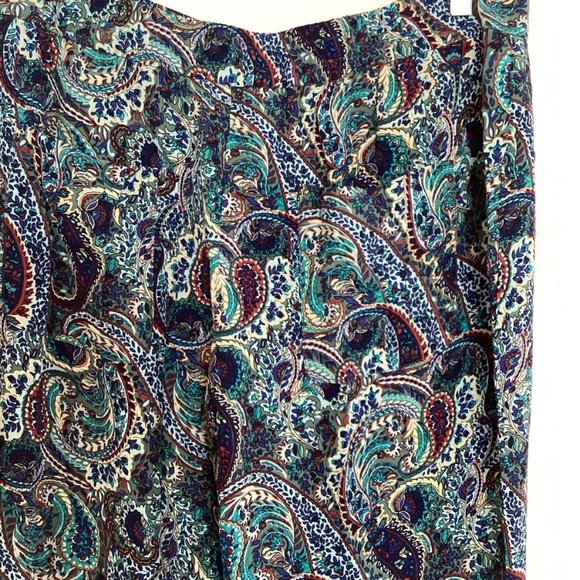 Zara Wide Leg Paisley Printed Flare Leg Pants SZ L - Picture 6 of 8